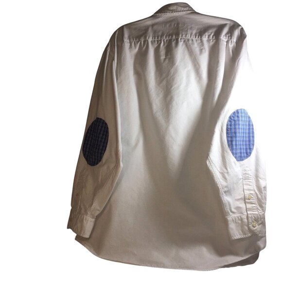 Daniel Cremieux Classics Mens Shirt Button Down White Blue Plaid Elbow Patch Siz - Picture 6 of 6